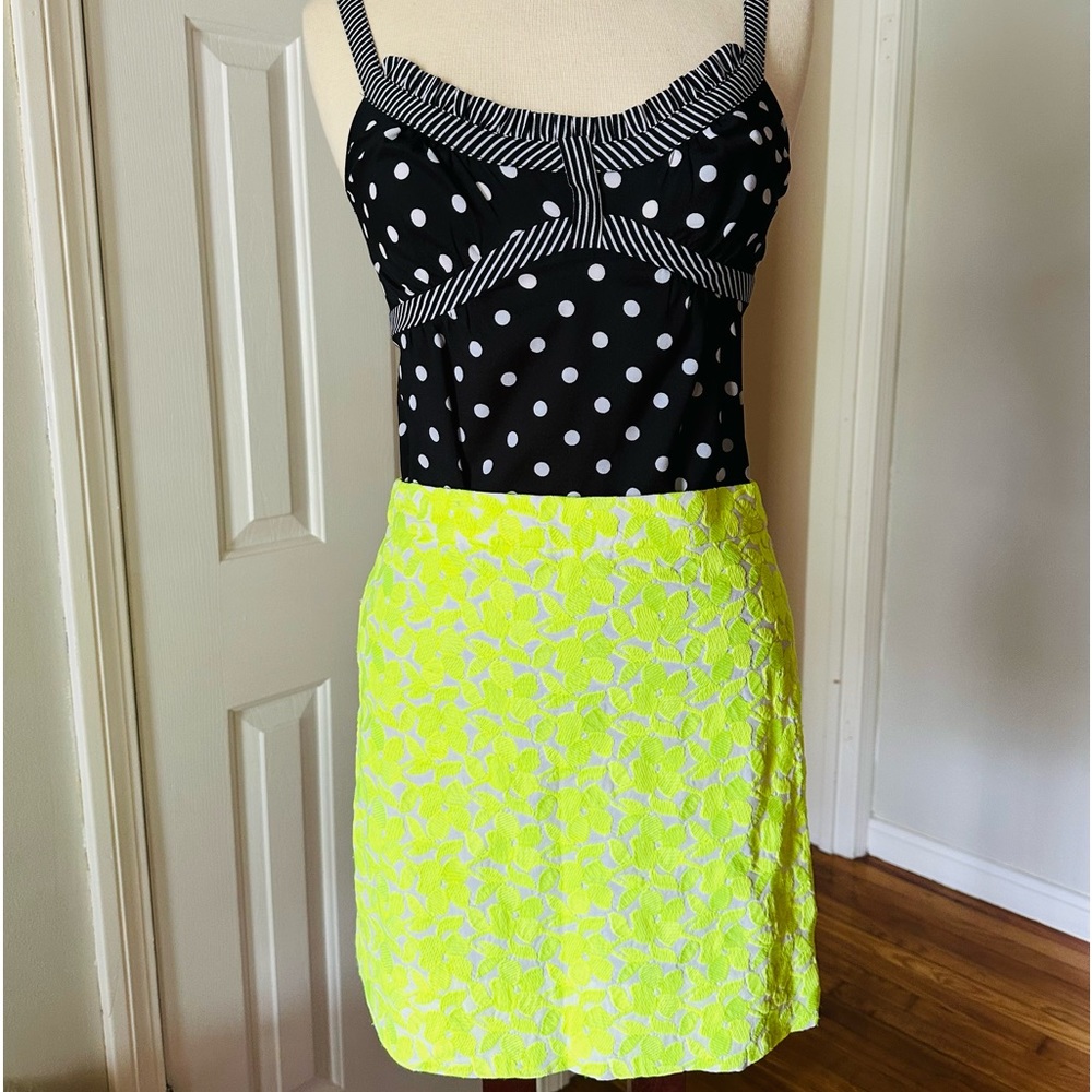 J. Crew Neon Yellow Embroidered Skirt size 00